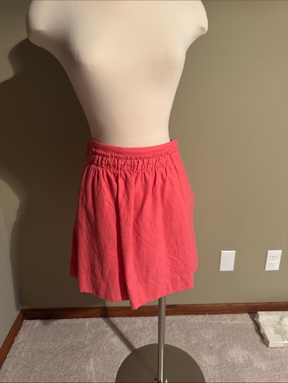 J Crew Bright Coral A-Line Mini Skirt